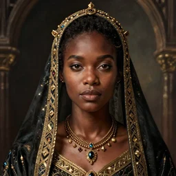 portrait of an african female princess, short hair, beautiful, stunning, detailled, art by artgerm and greg rutkowski, by luis royo, by pixar, by myazaki, gothic, final fantasy, fantasy, medieval