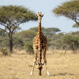 a photograph, full body shot of giraffe doing headstand