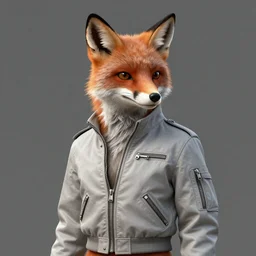 hyperdetailed anthropomorphic fox wearing a pale gray flight jacket, concept art, unreal engine, digital painting, sharp focus illustration, artstation hq. intricate, elegant, medium shot, art by josan gonzalez