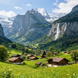 lauterbrunnen, ultrafine highly detailed hyper illustration, sharp focus, unreal engine highly rendered, global illumination, radiant light