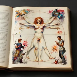 illustration of a vitruvian book page, composition accidental renaissance golden ratio, cinematic, by sachin teng and sergey kolesov and ruan jia and heng z and wlop. graffiti art, scifi, fantasy, hyper detailed. octane render. concept art. trending on artstation