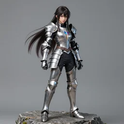 sakimi chan, standing on a rock, fantasy armor, detailed face, tony sart, hyper realistic
