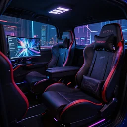 photo of a rgb gaming car interior