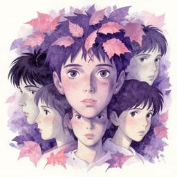 portrait, nightmare anomalies, leaves with salmon by miyazaki, violet and pink and white palette, illustration, kenneth blom, mental alchemy, james jean, pablo amaringo, naudline pierre, contemporary art, hyper detailed