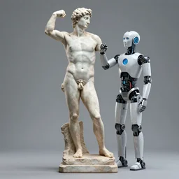 The Discobolus of Myron represented by an I Robot by mario feng, ray tracing, master shot, octane render, 8k, ultra hd, perfect light