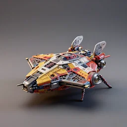 a small c 4 d rendered spaceship toy, popular colourful, realistic, exquisite detail, complex details, stable, metallic, solid color background, from 2 0 5 0, central composition, cinematic light, sci fi, global illumination, matte painting, high detailed, unreal engine, octane render, 4 k, hd, high quality, bionics, like an insect