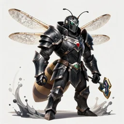 portrait of wasp resembling a knight in black monstrous armor with dragonfly wings on its back, league of legends splash art, hearthstone splash art, full body shot, rule of thirds, ultrafine hyperrealistic detailed face, artgerm, greg rutkowski, trending on artstation, 8 k, intricately detailed, highly detailed