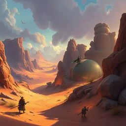 photo cartoon illustration comic manga painting of dune environement : 6 fantasy environement, digital painting, volumetric lighting by feng zhu, 3 d alejandro alvarez alena aenami artworks in 4 k beeple, by thomas kinkade hearstone league of legends dofus overwatch
