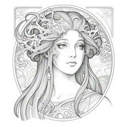 hyperdetailed art nouveau portrait of a dryad, bizarre, intricate line drawing by craig mullins and dan mumford