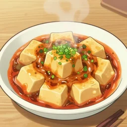 mapo tofu cartoon, anime food