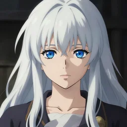 a full body portrait of a japanese gray hair, adventurer young lady, with white hair and bangs!!!!, blue eyes, finely detailed features, closeup at the faces, perfect art, gapmoe yandere grimdark, trending on pixiv fanbox, painted by greg rutkowski makoto shinkai takashi takeuchi studio ghibli, akihiko yoshida,