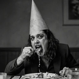 huell babineaux, with a cone - shaped head, eating kim wexler alive in a single bite, still from better call saul, black and white, horrifying, gruesome, disgusting