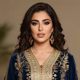 portait of ibtissam tiskat moroccan singer in amazing dress, detailed face