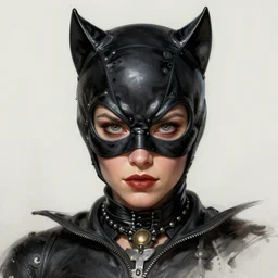 portrait of rhea seehorn as catwoman, badass, intricate, headshot, highly detailed, digital painting, artstation, concept art, sharp focus, illustration, art by artgerm and greg rutkowski and alphonse mucha
