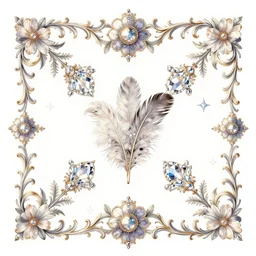 baroque flourish designs, flowers, feathers, crystal,