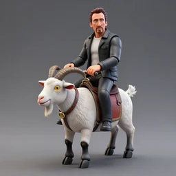 3d printed action figure of Nicholas Cage riding a goat