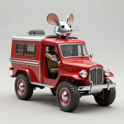 adventurer ( ( ( ( ( 1 9 5 0 s retro future robot android mouse wagon rv offroad tank. muted colors. ) ) ) ) ) by jean baptiste monge!!!!!!!!!!!!!!!!!!!!!!!!! chrome red