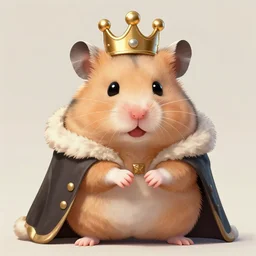A king hamster with a crown and a coat, digital art, artstation cgsociety masterpiece