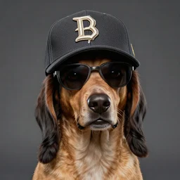 portrait of snoop dogg as a literal dog with a hat, digital art, unreal engine