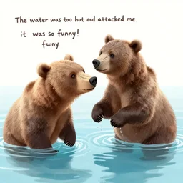 the water was too hot and a bear attacked me. it was so funny!