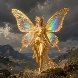 a beautiful faerie, golden ratio, detailed, rainbowshift, by jean - baptiste monge, maxfield parrish, artgerm