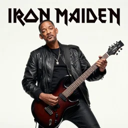Deathcore Metal Album Cover with Will Smith as the Lead Guitarist, Iron Maiden