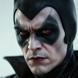 The awkward, smooth supervillain. Detailed face, close-up, ultra HD.