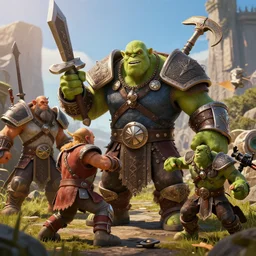 beautiful vikings orc with warrior outfit, clash royal style characters, unreal engine 5, octane render, detailed, cinematografic, cinema 4 d