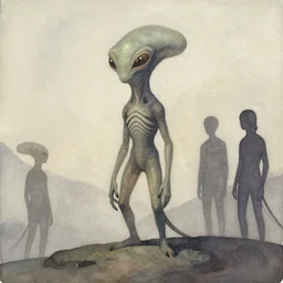 a simple and atmospheric watercolour pulp sci - fi alien, very muted colors, by rebecca guay, michael kaluta, charles vess and jean moebius giraud