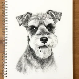 milt kahl pencil sketch of happy mini schnauzer