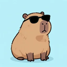 Simple Art Capybara with Sunglasses