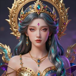 symmetric portrait of the goddess of dreams. divine, vibrant, high quality digital art, trending on artstation, crisp, intricate details, beautiful, subsurface scattering