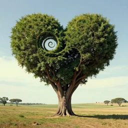 surreal landscape, surrealism, fibonacci, heart shaped trees, symmetrical, esao andrews, victor enrich, dali