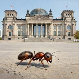 a painting of an ant on the ground in front of the reichstag