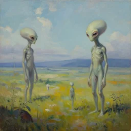 hyperrealistic oil painting of alien and surreal landscapes