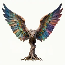 a winged tree, digital art, detailed, award winning, great colours, realistic, good composition, symetric, tree, wings