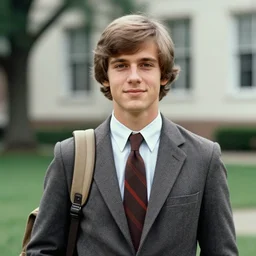 a color photograph of a very handsome young guy in 1 9 7 8, he is at college