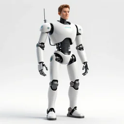 full body 3d render of gordon freeman as a robot, studio lighting, white background, blender, trending on artstation, 8k, highly detailed