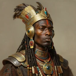 a retro futuristic african tribal chief, art by drew struzan & joseph christian leyendecker, highly detailed, digital painting, concept art, smooth sharp focus, intricate,