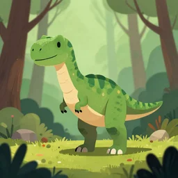 an illustration of a dinosaur k 1 3. 0 0 0 in the woods, trending on artstation, central composition, very cartoon, shape focus, high detailed, by anton fadeev