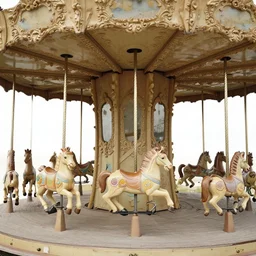 an abandoned secret carousel with elaborately intricate carved wooden figures of animals, beachwood treehouse, discovered in a secret garden, hedgemaze, photo taken on fujifilm superia film, 3 5 mm