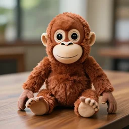shallow focus. photo of a stuffed monkey on a table