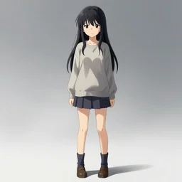 full body portrait character concept art, anime key visual of a confused girl, studio lighting delicate features finely detailed perfect face directed gaze, gapmoe yandere grimdark, trending on pixiv fanbox, painted by akihiko yoshida from bbwchan, makoto shinkai takashi takeuchi, krenz cushart, studio ghibli