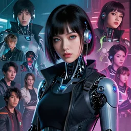 A portrait of a cyberpunk cyborg girl as like Bruna Marquezine. Very anime style. Realistic shaded lighting poster by Ilya Kuvshinov katsuhiro, magali villeneuve, artgerm, Jeremy Lipkin and Michael Garmash, Rob Rey and Kentarõ Miura style, trending on art station