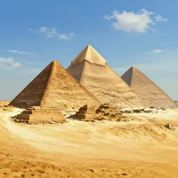 a stunning egyptian landscape with pyramids by makoto shinkai