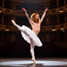 lionel messi wearing tutu dancing ballet on the Odessa Opera Theatre stage, epic, trending on artstation, cinematic lighting, anatomically correct