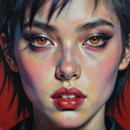 passionate lips and burning eyes of wild youth detailed and highly reliefed analogue mixed media collage with canvas texture in style of conteporary art, punk art, photorealistic, expressionism, masterpiece, perfect composition, spectacular quality, intricate oil details