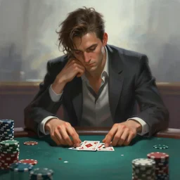 a messy painting of a gambling addict, digital painting, artstation, smooth, dynamic lighting, hazy, cinematic