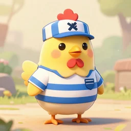 cute chicken dressed as a prisioner