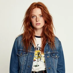 photo of a twenty year old woman in fishpunk fashion taken by annie leibovitz, fishpunk, red hair, freckles